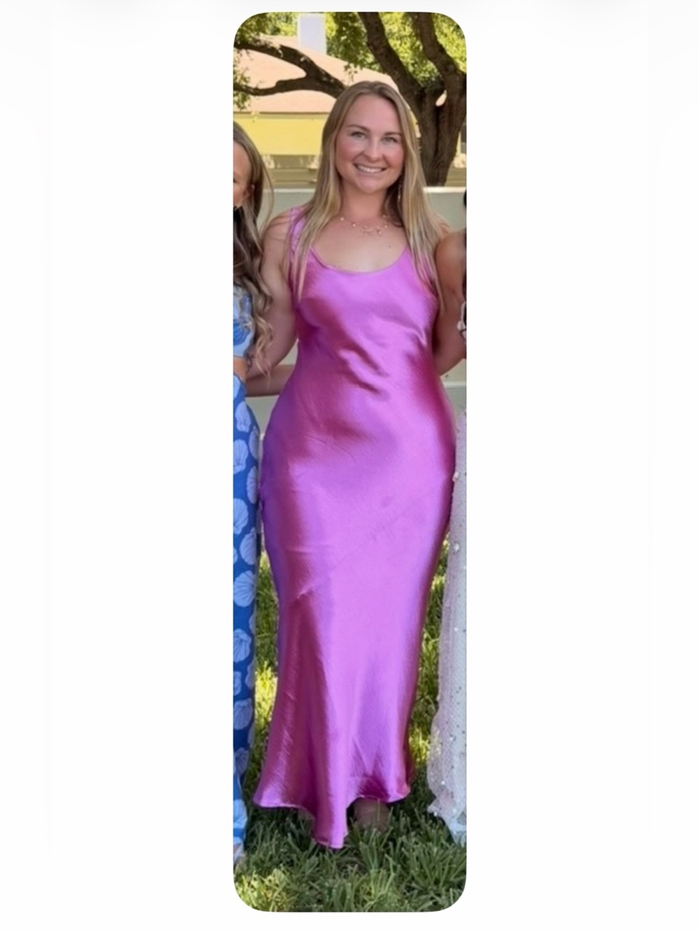 Iridescent Pink Satin Maxi Slip Dress